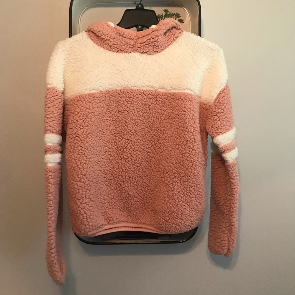 Pink and White Sherpa Pull Over